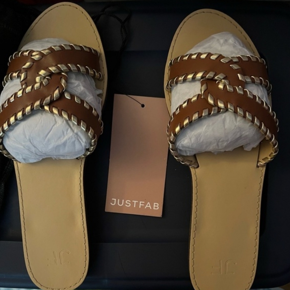 JustFab Tan Braided Sandals size 8.5 NWT